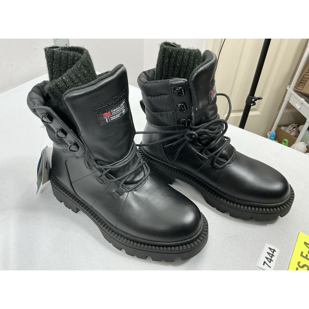 Womans NWT Ozark Trail Lace Up Combat Style SnowBoots 7 Black Waterproof